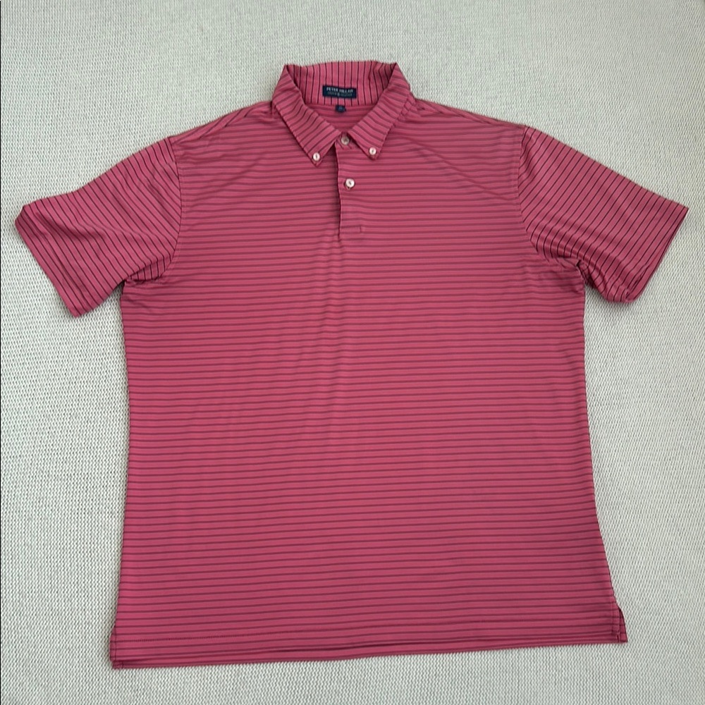 Peter Millar Crown Crafted Performance Shirt Red Stripes Size XL